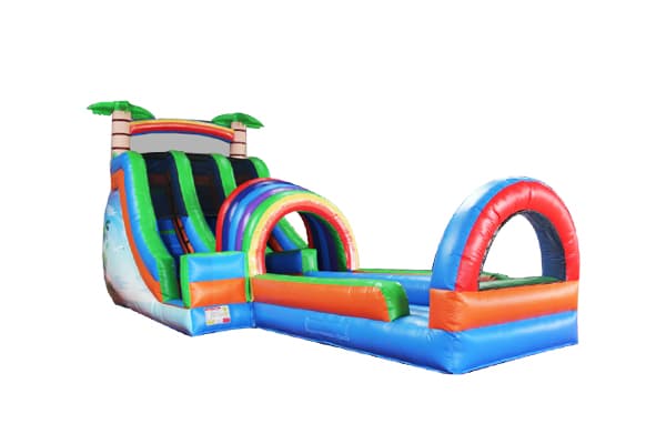 Dual Lane inflatable Water Slide With Pool
