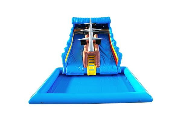 pirate-themed inflatable slide with sealed pool