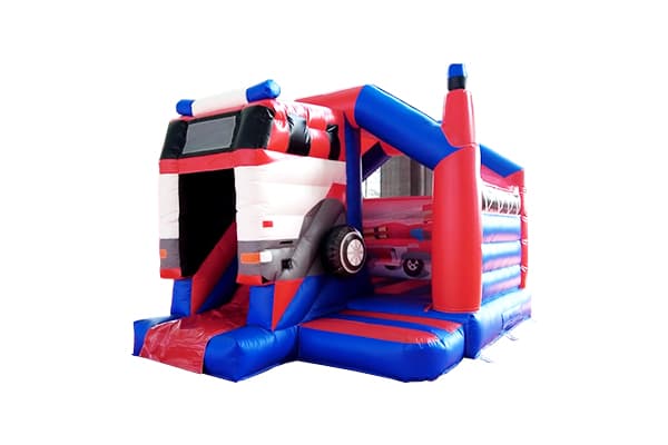 fire truck inflatable bouncer with slide