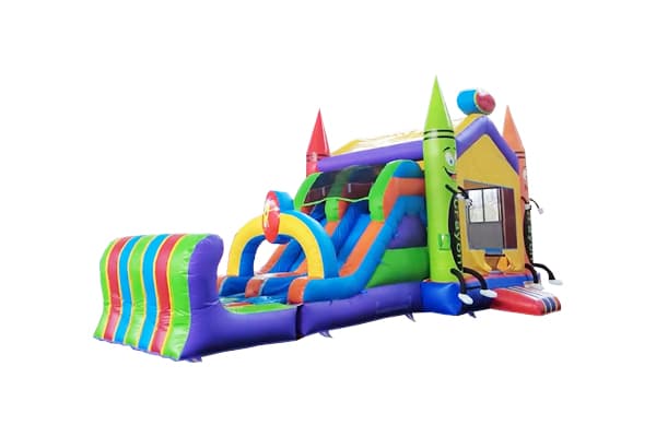 Backyard inflatable combo slide for large families