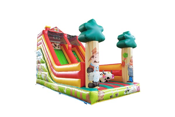 Outdoor inflatable hayride slide combo