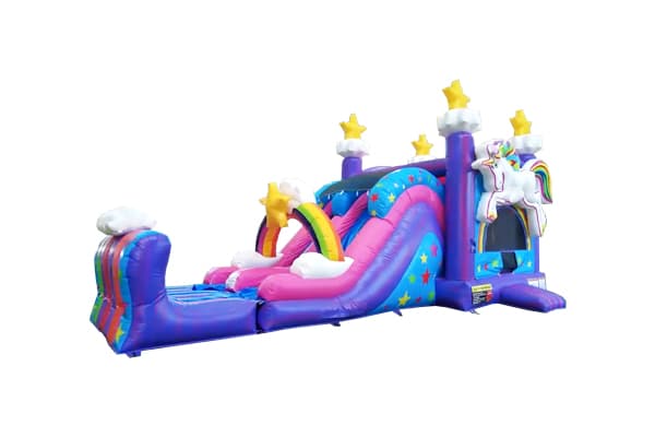 unicorn inflatable jumping castle with slide and pop-ups