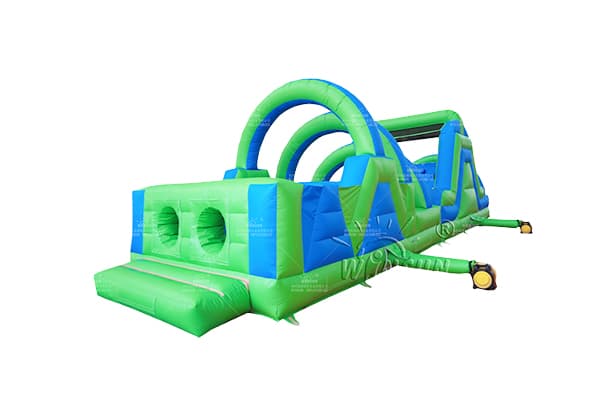 ASTM-compliant commercial inflatable obstacle course dual race lanes