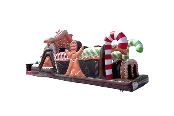 Dual-Lane Christmas Gingerbread Inflatable Obstacle Course