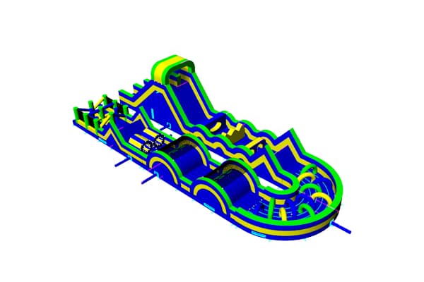 Giant U-shape warrior race inflatable obstacle course