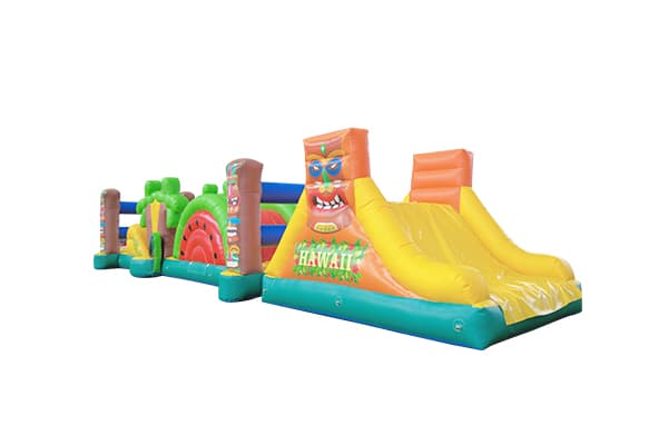 Hawaii theme dual lane inflatable water obstacle course