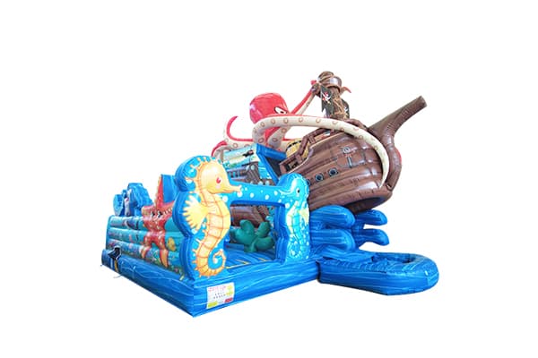 Octopus Pirate Ship Inflatable Obstacle Course Combo