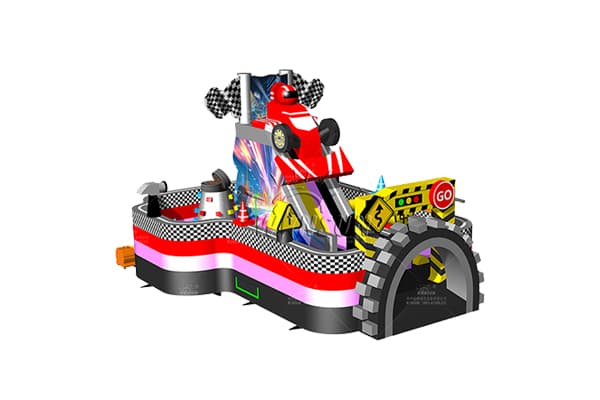 commercial inflatable race car slide and obstacle course
