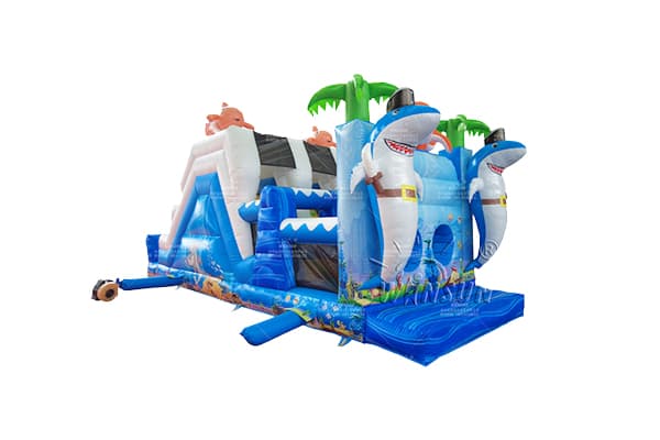 underwater world theme inflatable obstacle course dual lane