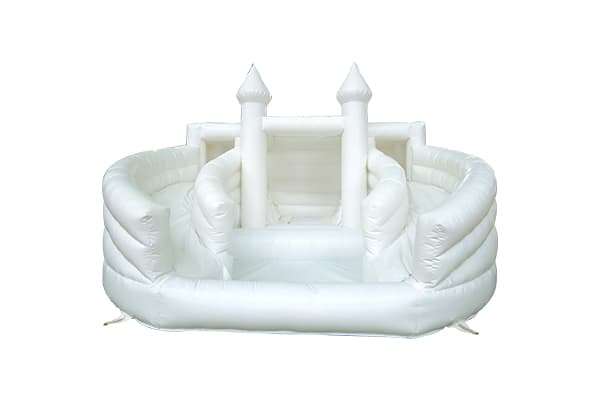 All White Commercial Dual Lane Inflatable Water Slide