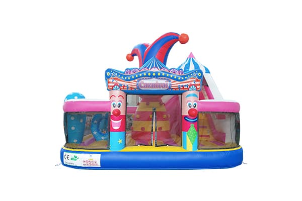 Lovely Circus Clown Inflatable Bounce House with Slide