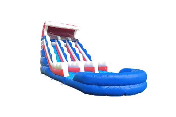 Patriotic inflatable water slide red white and blue
