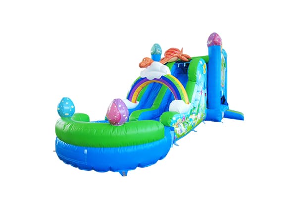 dinosaur inflatable combo with dual water slides and pool