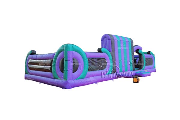 large commercial inflatable obstacle course with slide and climbing