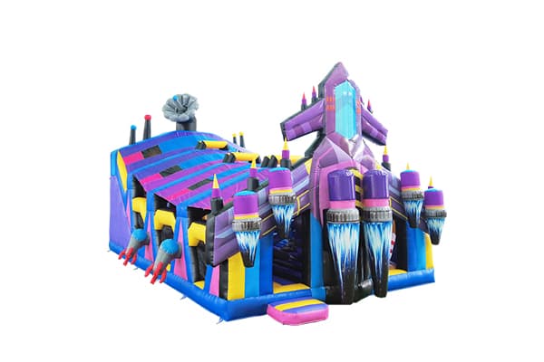 Rocket theme inflatable obstacle course with cover