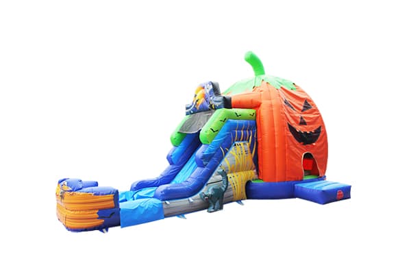 inflatable jack-o-lantern combo bounce house with slide