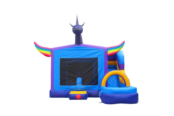 unicorn inflatable bounce house with slide commercial grade