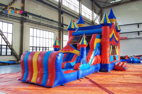 Carnival-themed inflatable bounce house slide for parties