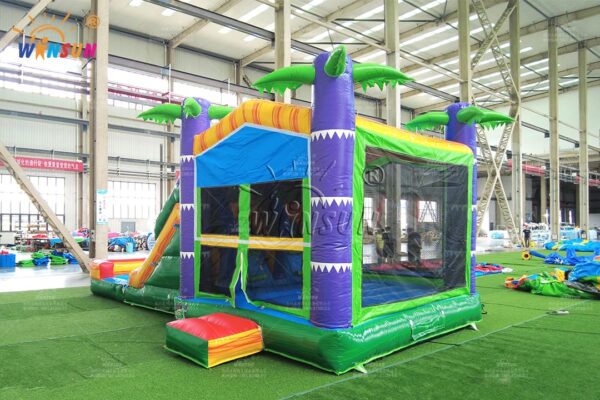 Commercial Coconut Tree Inflatable Combo with Dual Water Slides for Resorts