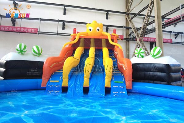 Commercial octopus water slide with reinforced stitching