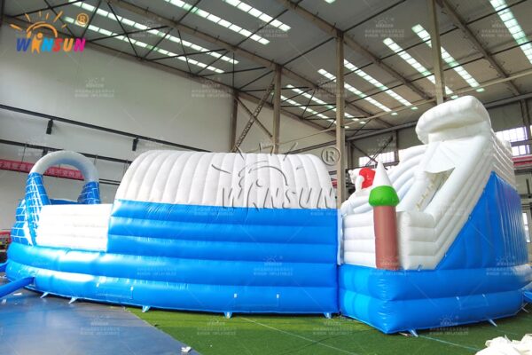 Giant polar bear inflatable water slide with climbing walls