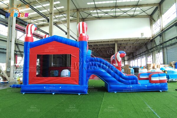 Heavy-duty American flag bounce house slide combo rental
