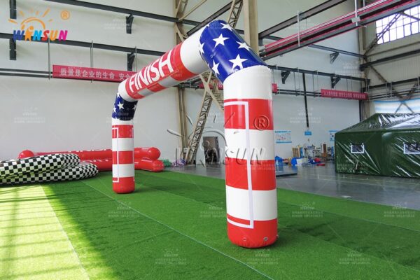 Heavy-duty USA flag inflatable race arch supplier