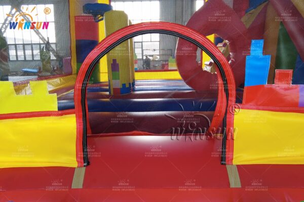 Interactive Lego-themed inflatable play center