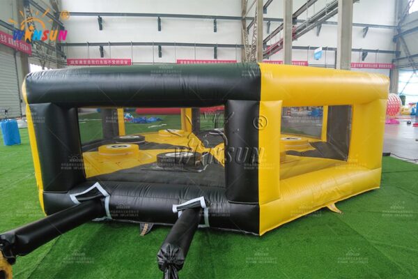 Interactive mechanical-themed inflatable challenge for parties
