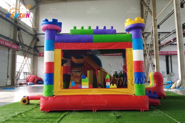 Large inflatable Lego play set for indoor playgrounds