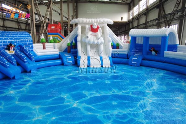 Large polar bear inflatable water slides for amusement parks