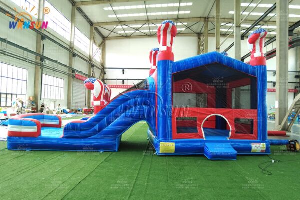 Patriotic inflatable bounce house with slide wholesale supplier