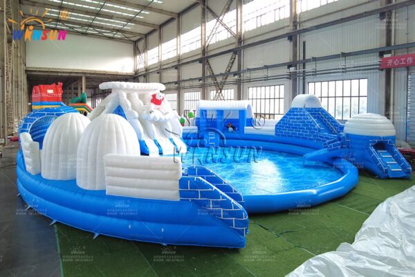 Polar bear theme inflatable water park for event rentals
