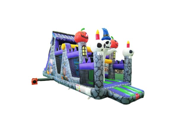 Dual race inflatable obstacle course featuring ghosts