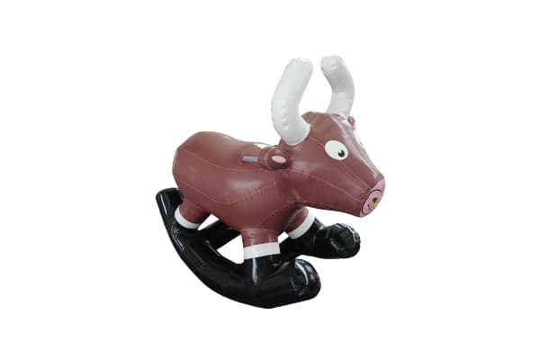 Commercial inflatable rocking bull with safety handles