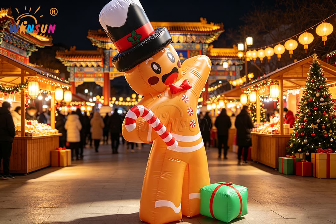 Self inflating Christmas yard decoration