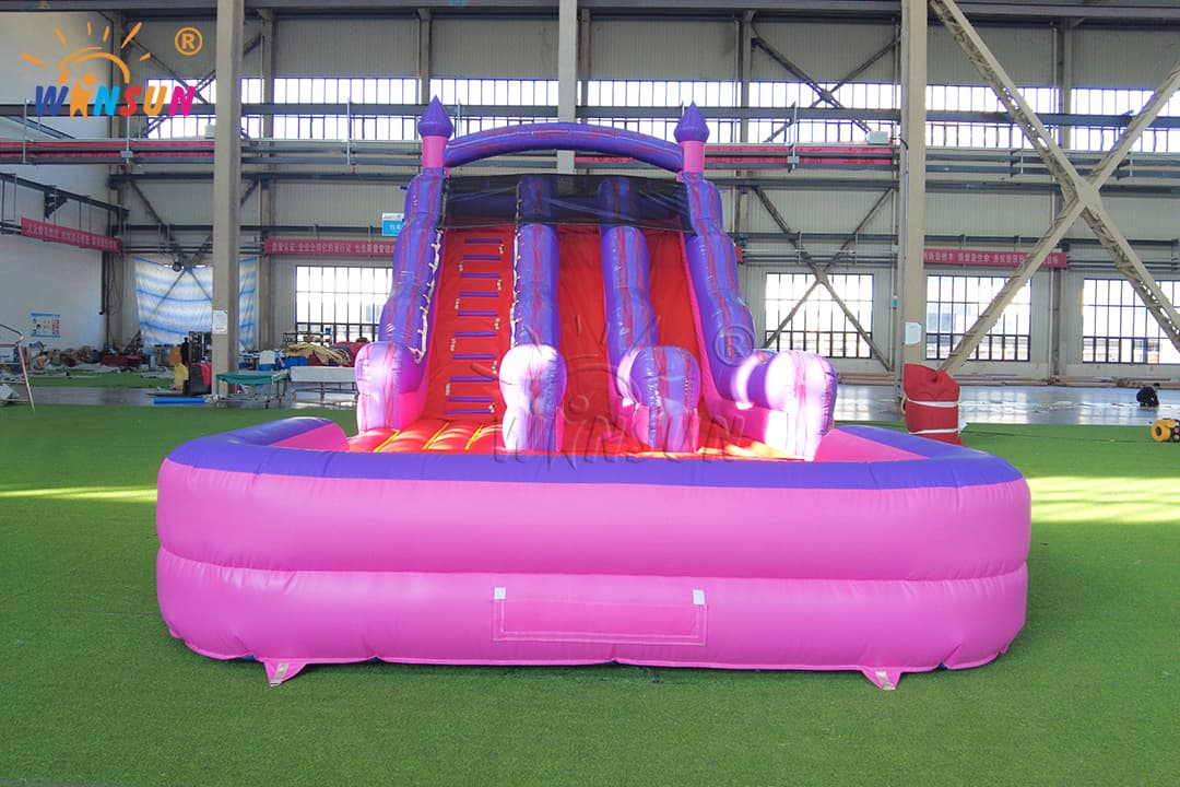 commercial pink and purple inflatable water slide