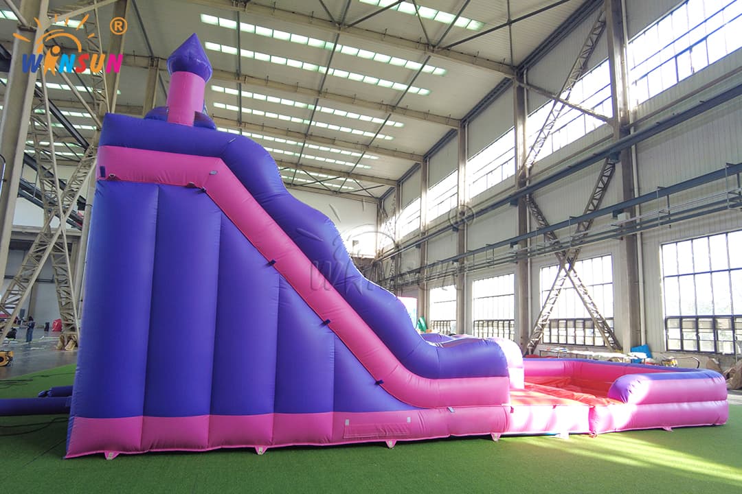 pink castle inflatable water slide with pool